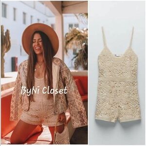 ZARA CROCHET JUMPSUIT ECRU Medium